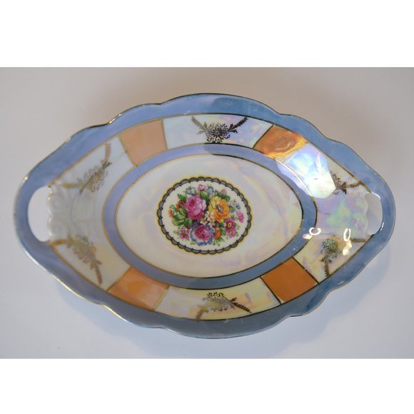Lusterware vintage oval bol with handles